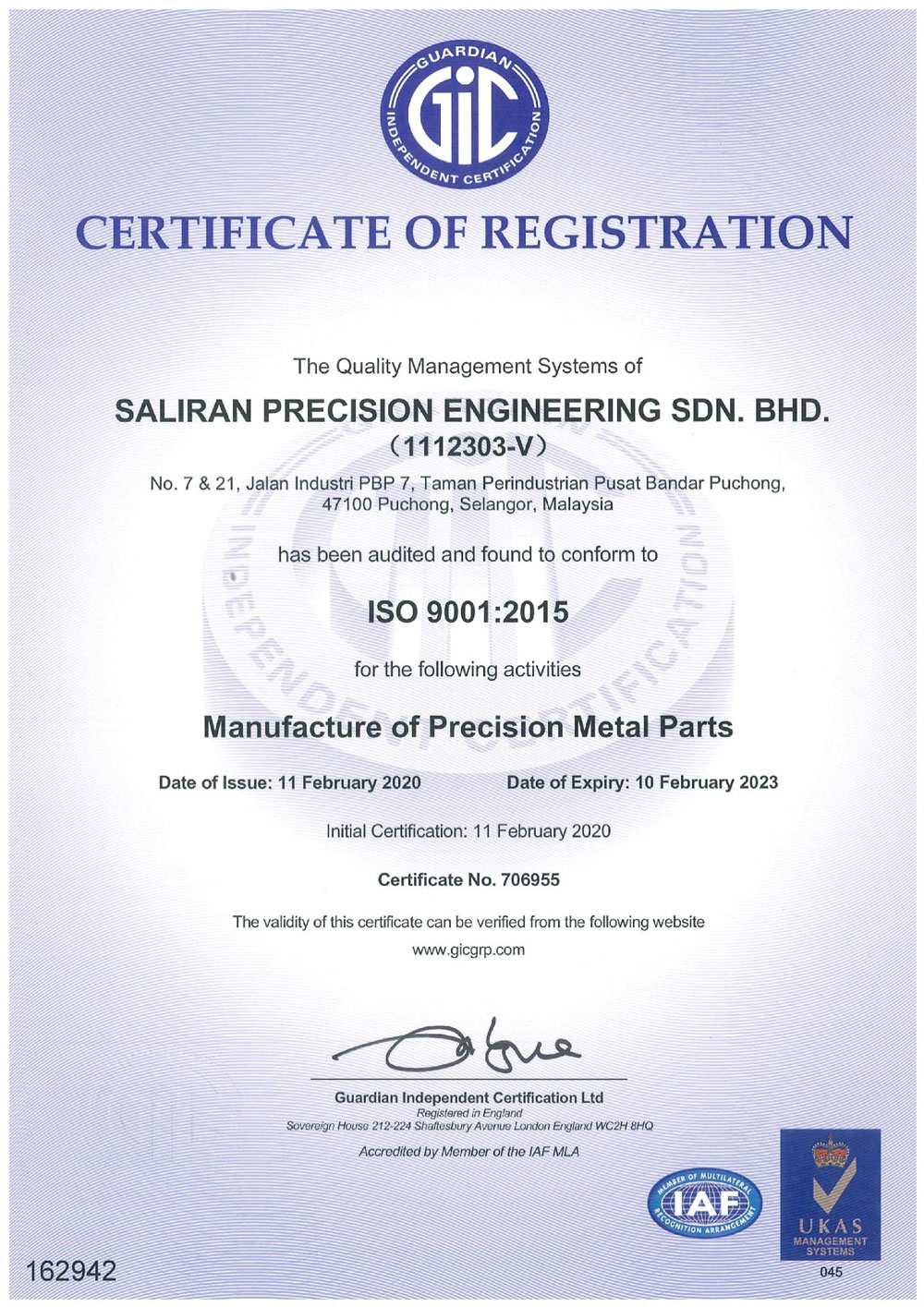 ISO CERTIFICATE 2020-2023
